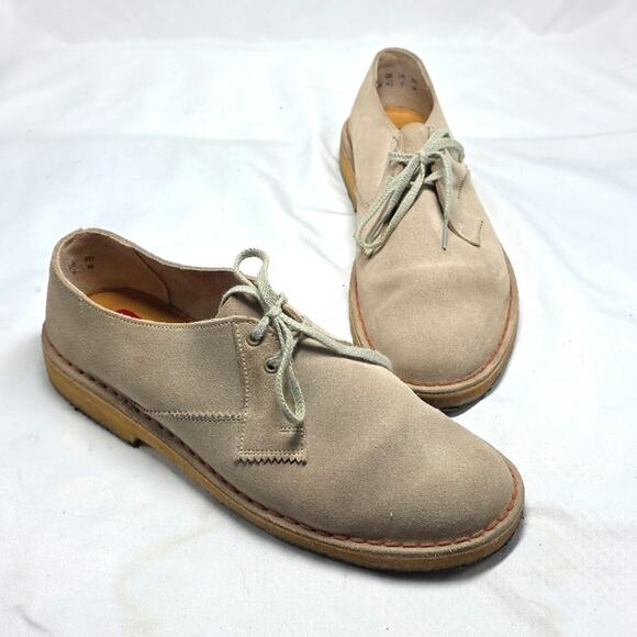 Clarks Original Desert Khan Tan Soft Leather Comfort Oxfords Men\'s Size 7
